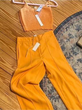 NWT: House of Harlow 1960 Wide-Leg Pants & Crochet Crop Set